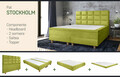 Pat matrimonial, Stockholm, Cubic E, 160x200 cm, saltea tip Pocket, topper memory, Verde