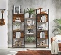 Biblioteca, Vasagle, 158 x 24 x 166 cm, PAL/otel, maro rustic